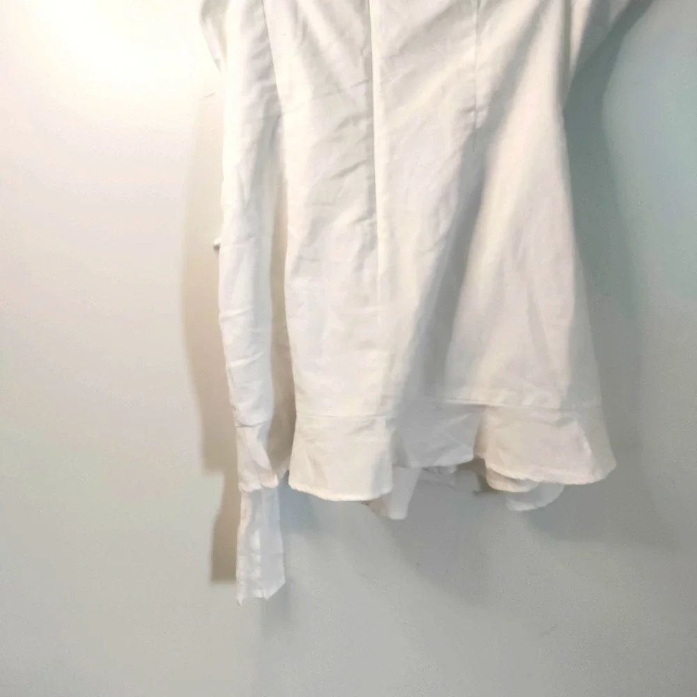 Strapless LINEN‎ Faux Wrap Side Tie Ivory Sexy Party Resort Wedding Y2K Dress 12